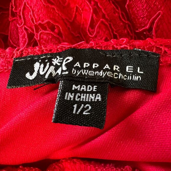 Jump Apparel Womens Sleeveless Red Lace Maxi Dress Formal Prom size Juniors 1 2 - Picture 9 of 13